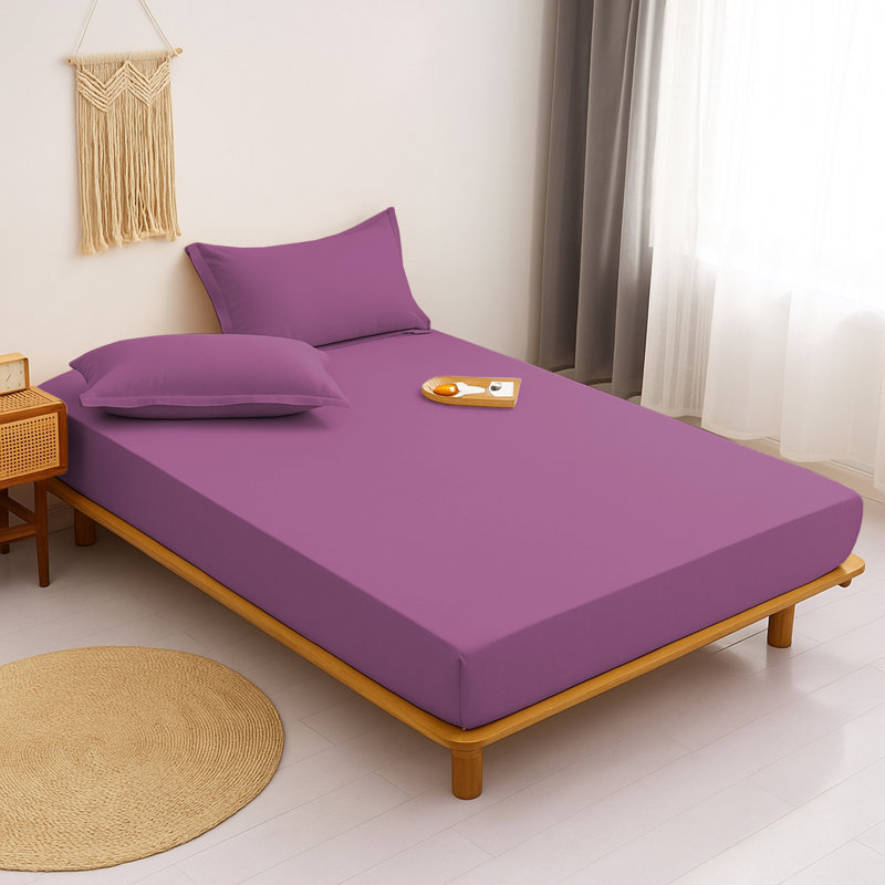 Aspire Homeware Ultra Soft 40cm Deep Fitted Sheet for Extra Deep Mattress and Cozy Sleep, Lilac/Purple, Single (3')