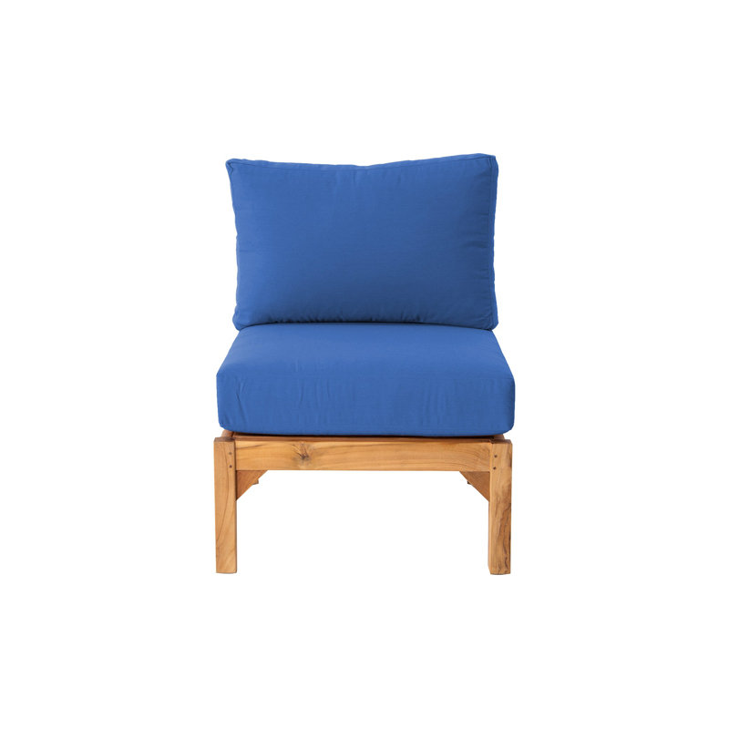 Fauteuil club d'extérieur en teck Huntington, Saphir