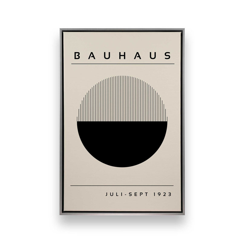 Impression éclipse de géométrie du Bauhaus, Cadre flottant en chrome poli, H 18,75 po x l 12,75 po x P 1,75 po