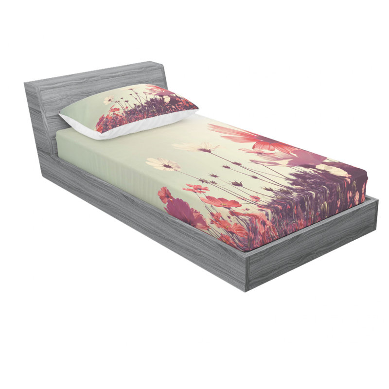Ensemble de draps floraux Flower Garden, Ensemble de draps pour lit simple avec drap-housse