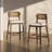 Alden 26.46" Seat Height  Modern Wabi-Sabi Rubber Wood Rattan Counter Stool with Upholstered Seat-124216036