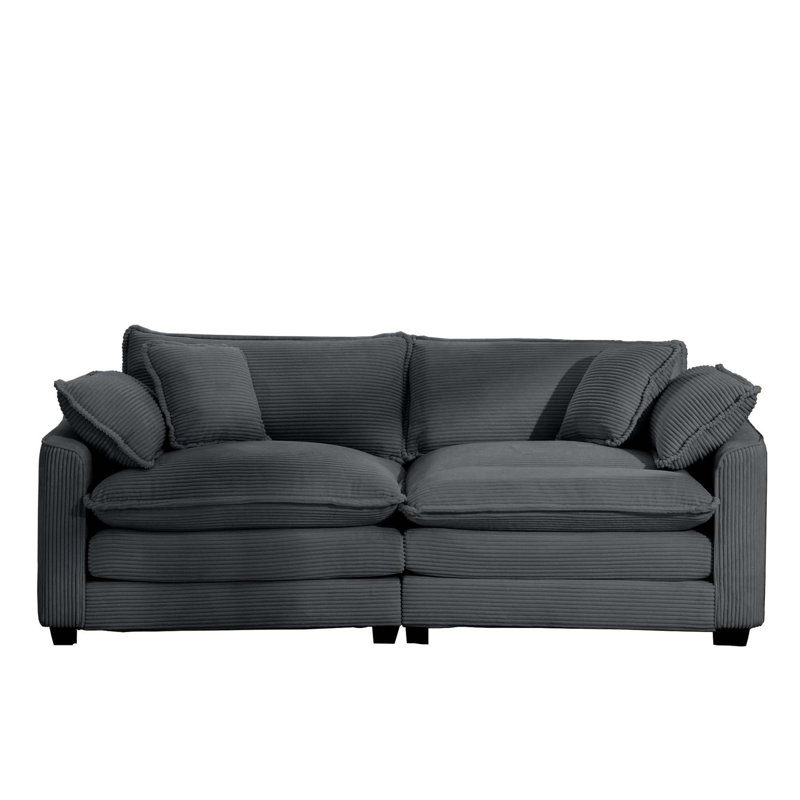 2 Seater Sofa, Gray Corduroy