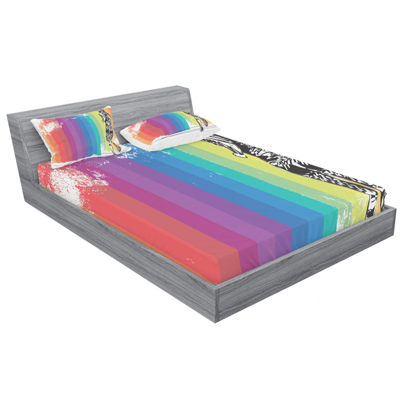 Microfiber Striped Sheet Set, Queen Sheet Set with Fitted Sheet