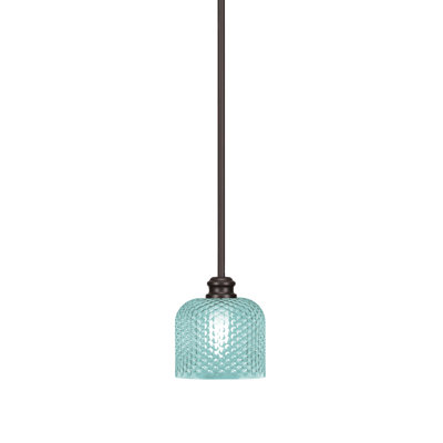 Edge Stem Hung Mini Pendant With 6" Textured Glass