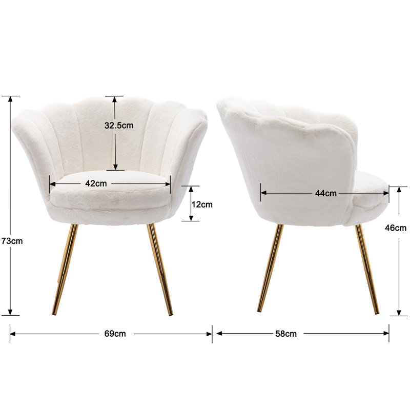 Dorval Upholstered Armchair, White Faux Fur