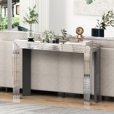 Jasmic 120cm Mirrored Glass Console Table For Entryway Hallway Living Room Furniture