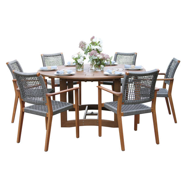 Fleur 63'' Round 6 - Person Outdoor Dining Set & Reviews | Birch Lane