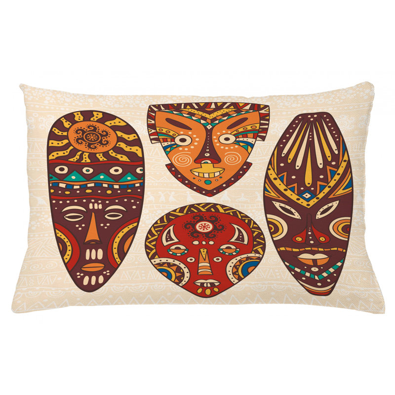 Aborigine Artwork Pattern Reversible Polyester Pillow Cover, 16" x 26"