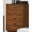 Noyer 1Pc Commode à tiroirs en bois massif avec 5 tiroirs ronds et pieds fuselés style moderne