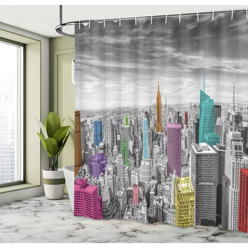 Shower Curtain with Hooks Included, 70" H x 69" W