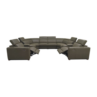 Broubusbig Top-Grain Leather Reclining Modular Sectional