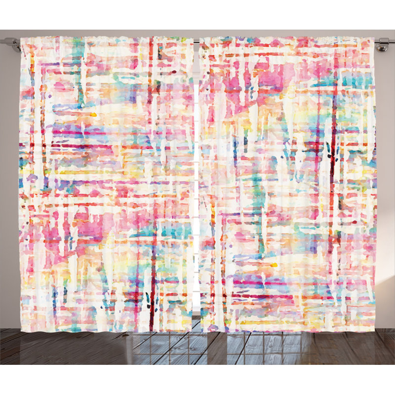 Grunge Abstract Semi-Sheer Rod Pocket Curtain Panels, 54" x 96"