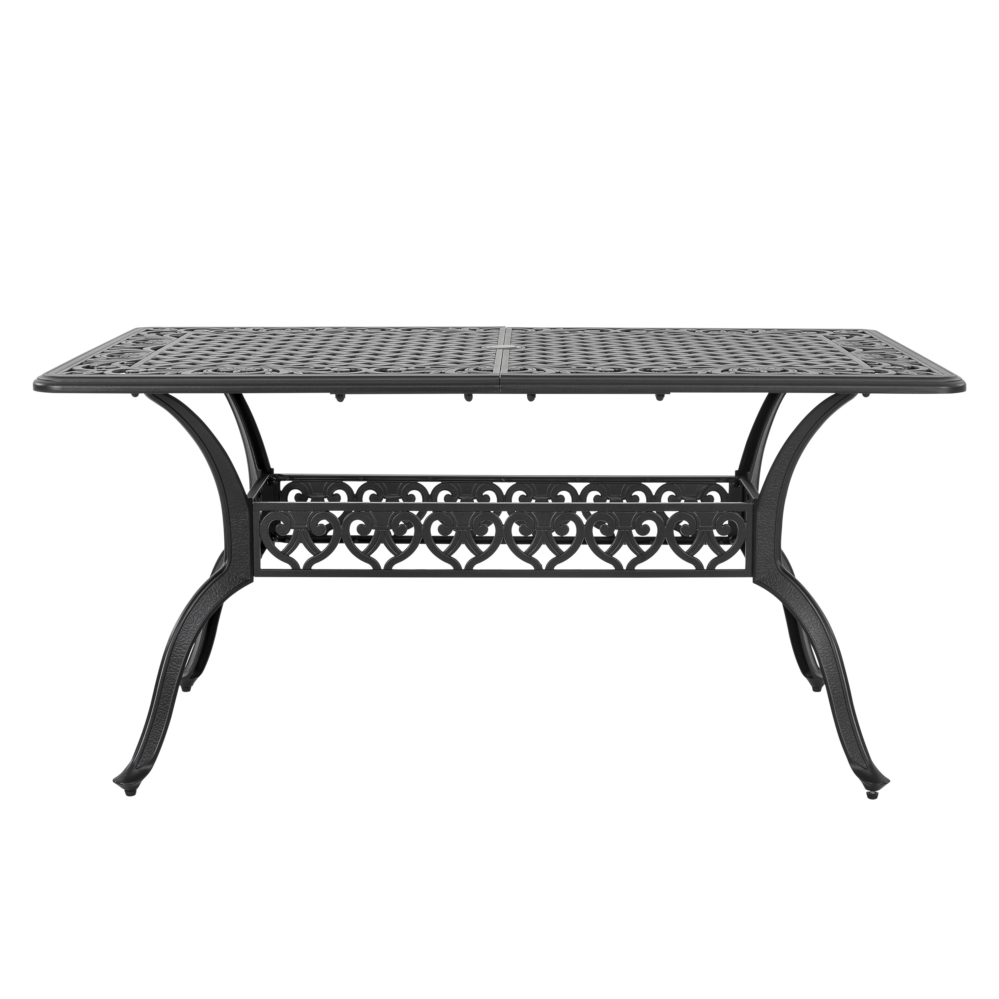 59 Inch Outdoor Patio Dining Table - Rectangular Weather-Resistant Table With HDPE Wood-Like Top, Seats 6 For Garden & Backyard