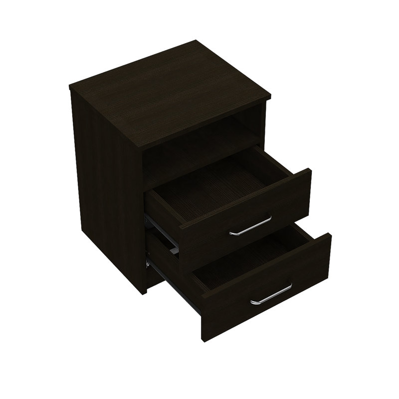 Napoles 2-Drawer 19.9-inch High Night Stand, Black