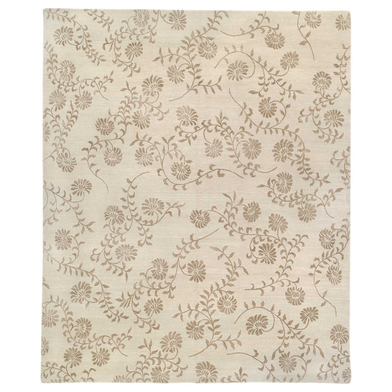 Floral Area Rug in Beige/Taupe, Rectangle 3' x 5'