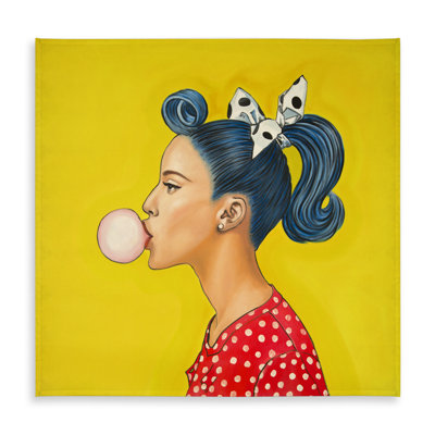 Blue Retro Woman Ponytail Tablecloth | Indoor/Outdoor Decor