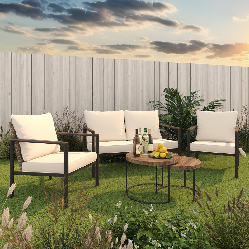 Premium 4-Person Outdoor Wicker Sofa Seating Set - Sturdy Iron Frame, All-Weather Cushions, Perfect for Patio, Deck, or Backyard Furniture