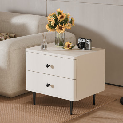 18" Modern 2 Drawer Nightstand, Bedside Table