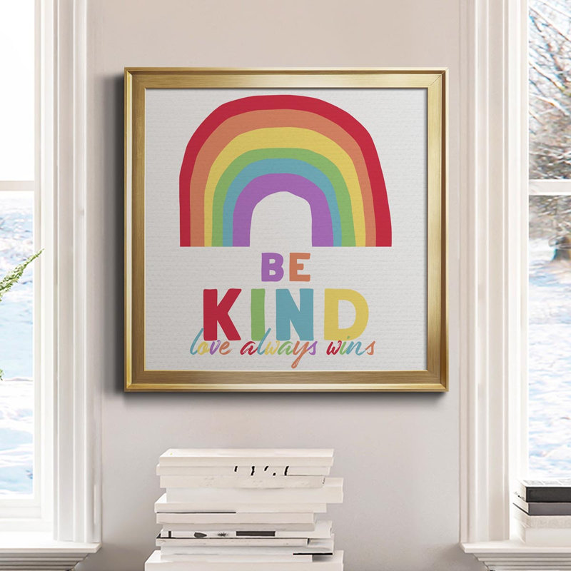 «Be Kind», reproduction sur toile encadrée, H 34,5 po x l 34,5 po x P 1,5 po, Or