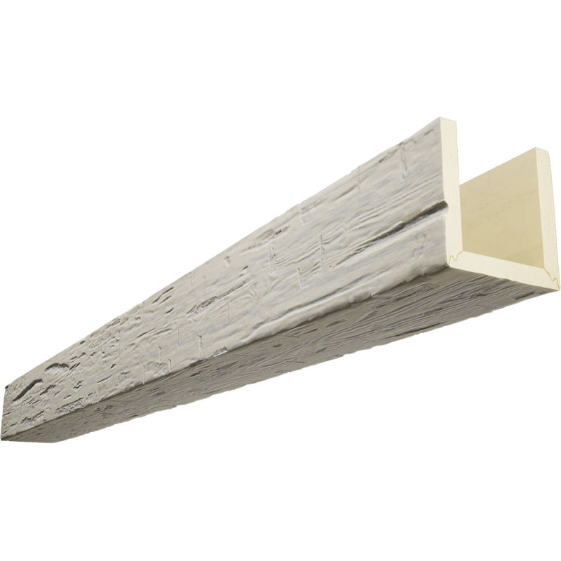 Poutre en imitation de bois taillée à la main à trois côtés (poutre en U), H 12 po x l 6 po, L 24 pi
