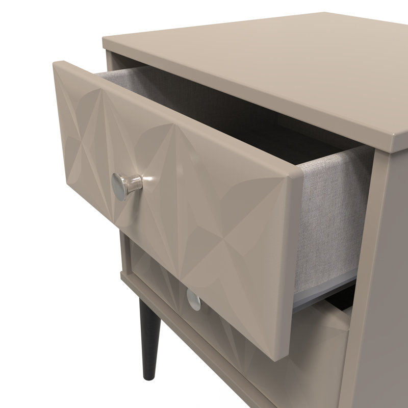 Carnlea 2 Drawer Bedside Cabinet (Ready Assembled), Mushroom Matt