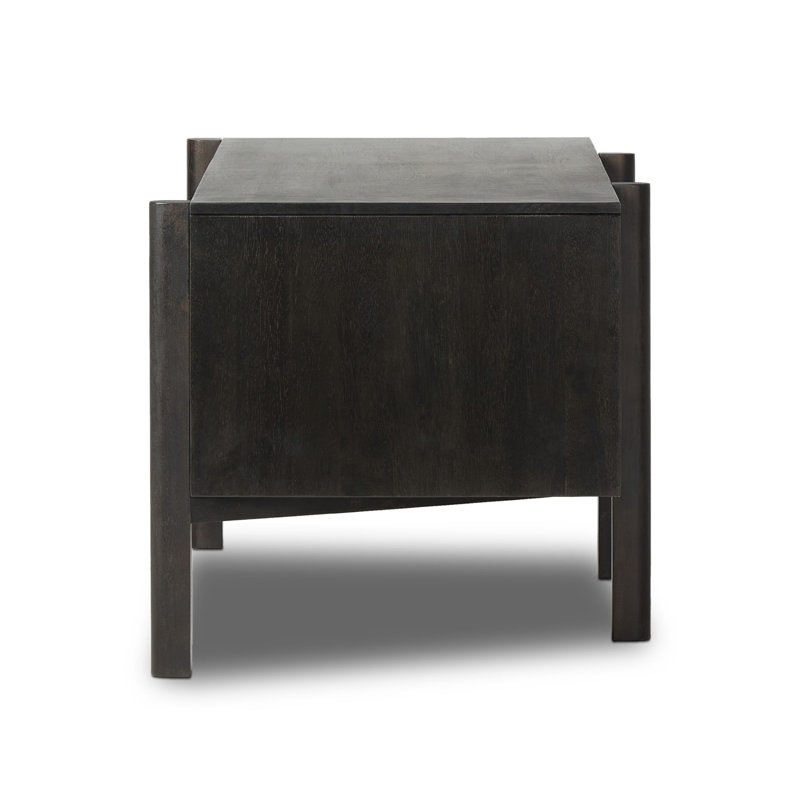 Reza Solid Wood Executive Desk, Worn Black Parawood