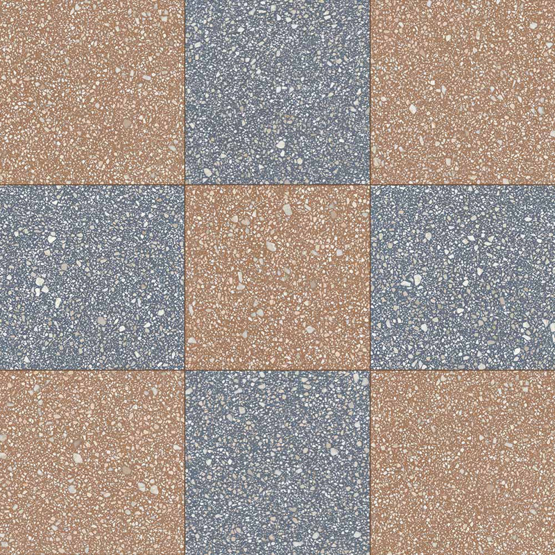 Lithos 12X12 damier Azul et Sienne, Azul / Sienne
