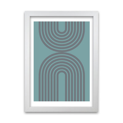 Grey And Blue Modern Rainbow - Print