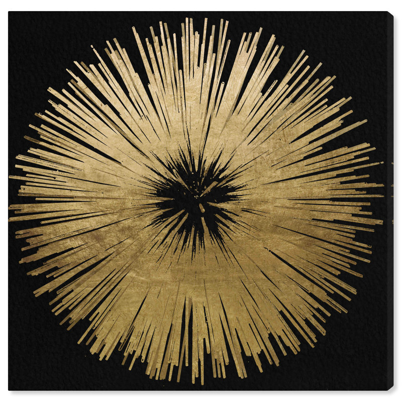 «Abstract Sunburst Golden Night», impression, Toile tendue, H 40 po x l 40 po, Sans cadre