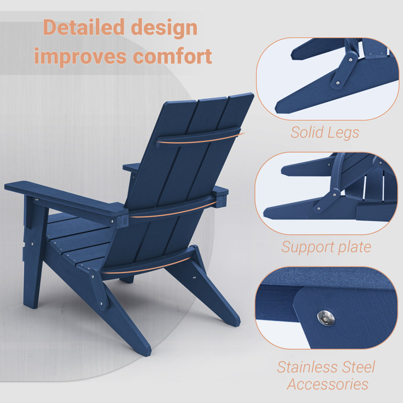 Chaise Adirondack pliante en plastique / résine, Bleu marine