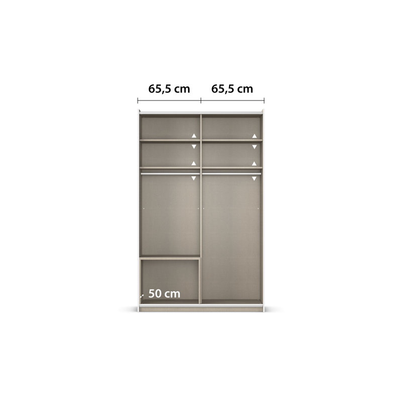 Sevilla sliding door wardrobe, Alpine White/Gray Metallic/Aluminum Colored, 210cm H x 131cm W x 59cm D