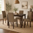 5-Piece Wood Dining Set, Cappuccino, Mocha Brown Upholstered Chairs