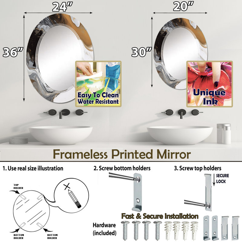 Miroir mural Kleckner, 30 po x 20 po