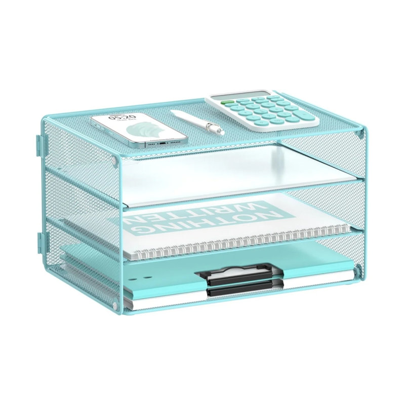 Support de rangement à 3 niveaux pour bac à papier, boîte de rangement en filet métallique, organisateurs de bureau et accessoires