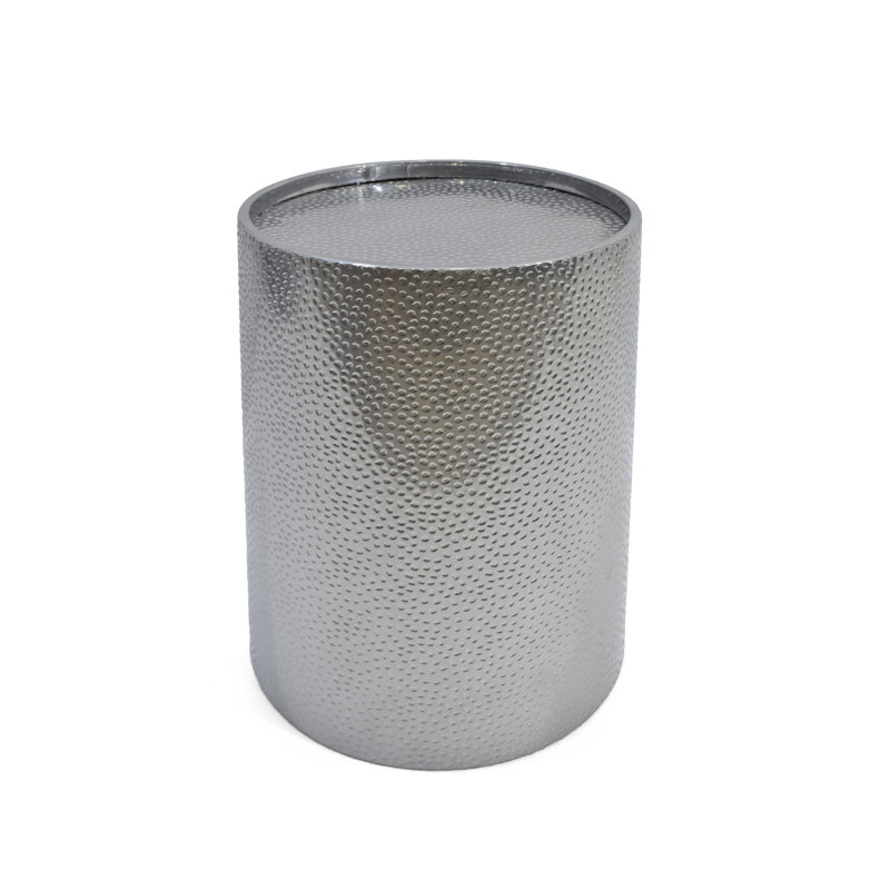 22" Silver Iron Round Pedestal End Table