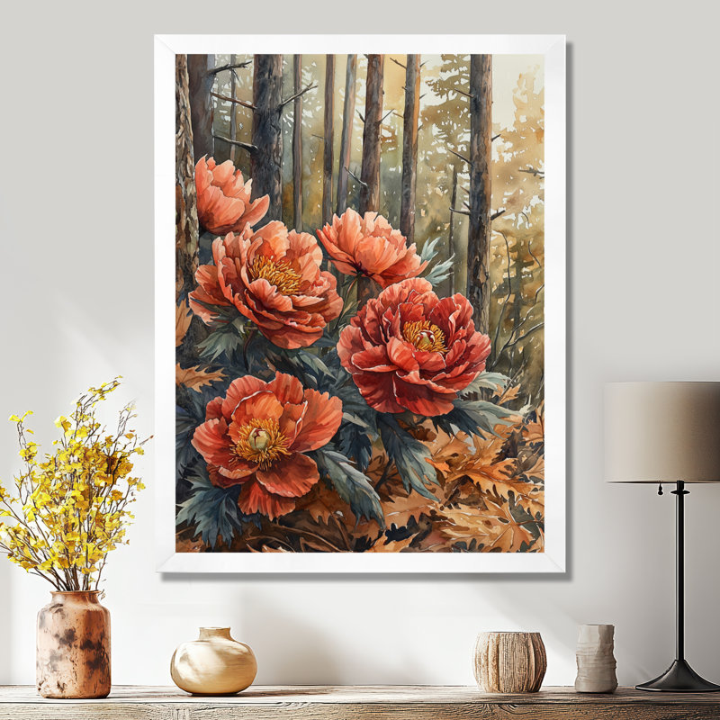 Bracher - Art mural floral, H 20 po x l 12 po, Reproduction encadrée d'une seule photo, Blanc