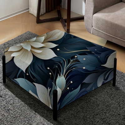 Midnight Mirage Moody Patterns - Grand repose-pieds carré floral