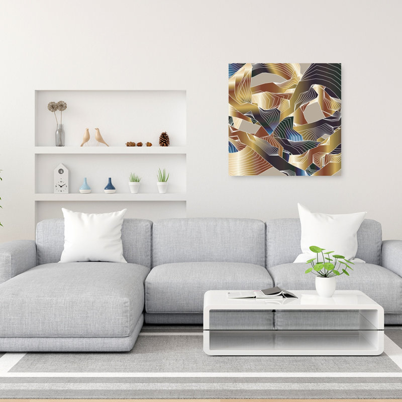 «Golden Abstract Landscape Abstract Contemporary Elegant Landscape Nature», reproduction d'art murale, 36" H x 36" W