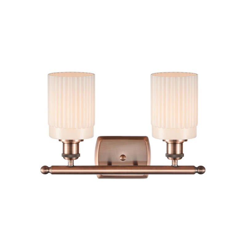 Kamena 2 - Light Dimmable Vanity Light, 6 Watt Vintage LED Bulb, Matte White, Antique Copper