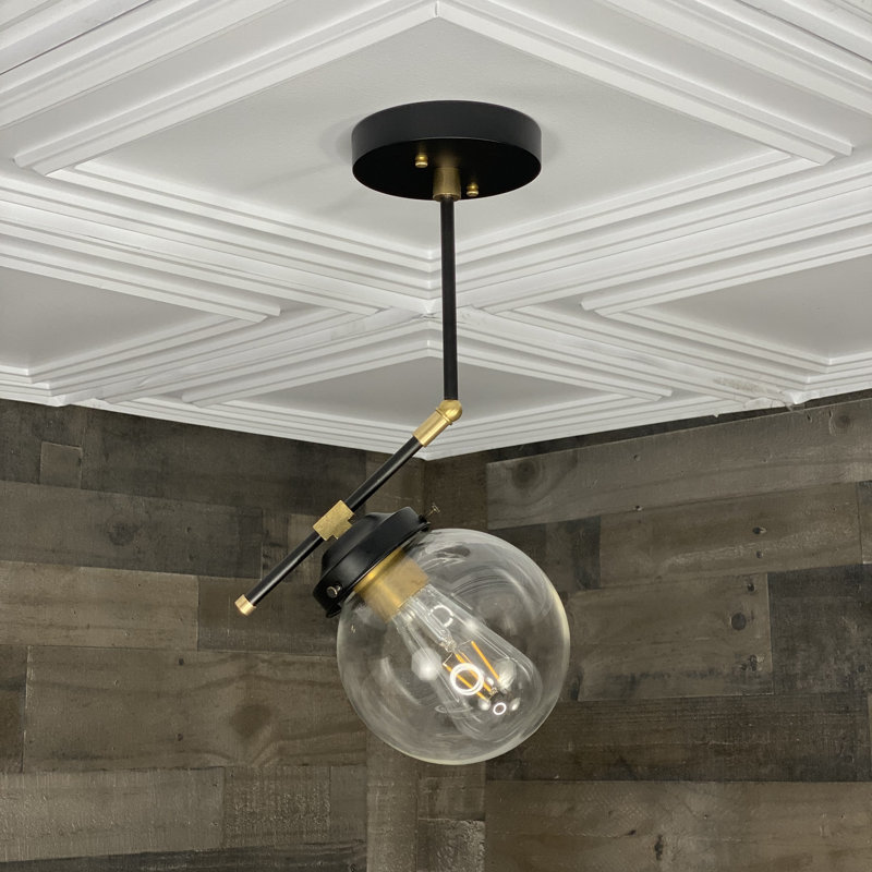 Gheorghe Glass Semi Flush Mount, Brass Black, Clear