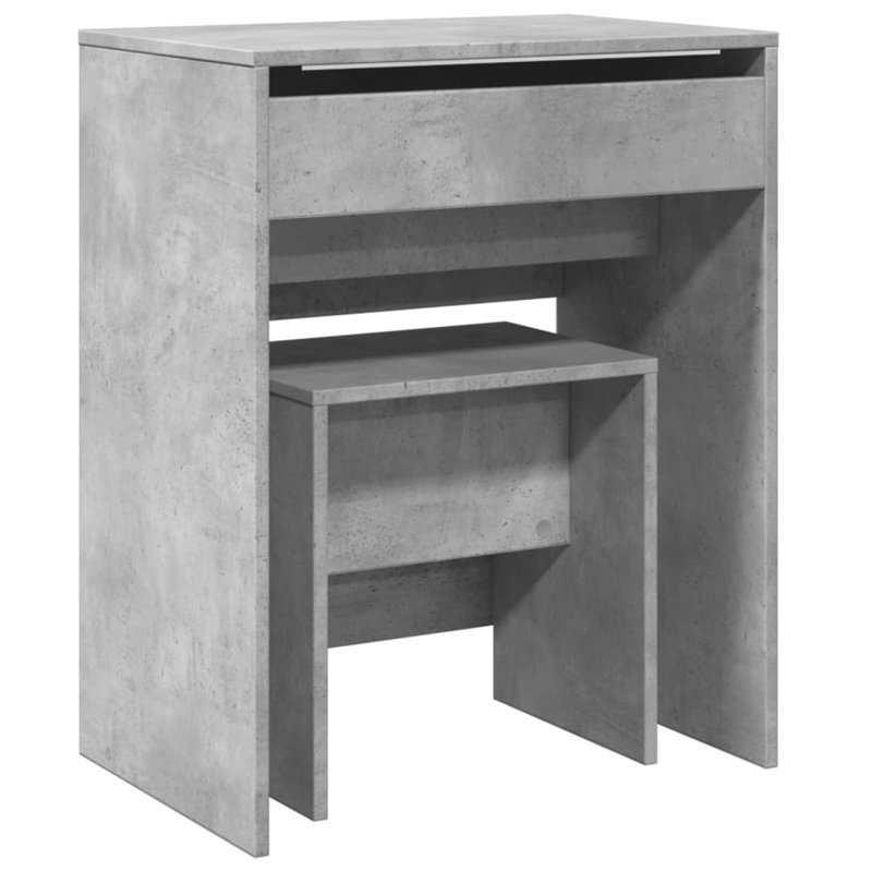 Dressing Table with Mirror, Concrete Grey