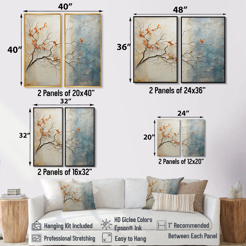 Corail bleu sarcelle érable brillant agate - orange, impressions sur toile traditionnelles, 36" H x 48" W, Black
