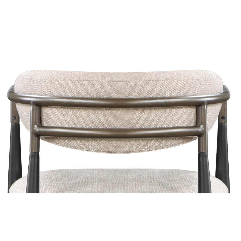 De 2 chaises - Finition lin et noir beige, plateau de table en marbre, structure en métal, dossier rembourré confortable, largeur / profondeur de 19 po, revêtement de 2 pièces intrigant, sièges, profondeur, largeur, limite de poids de 220 lb