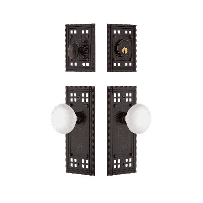 Nostalgic Warehouse Craftsman Entry Set with White Porcelain Knob