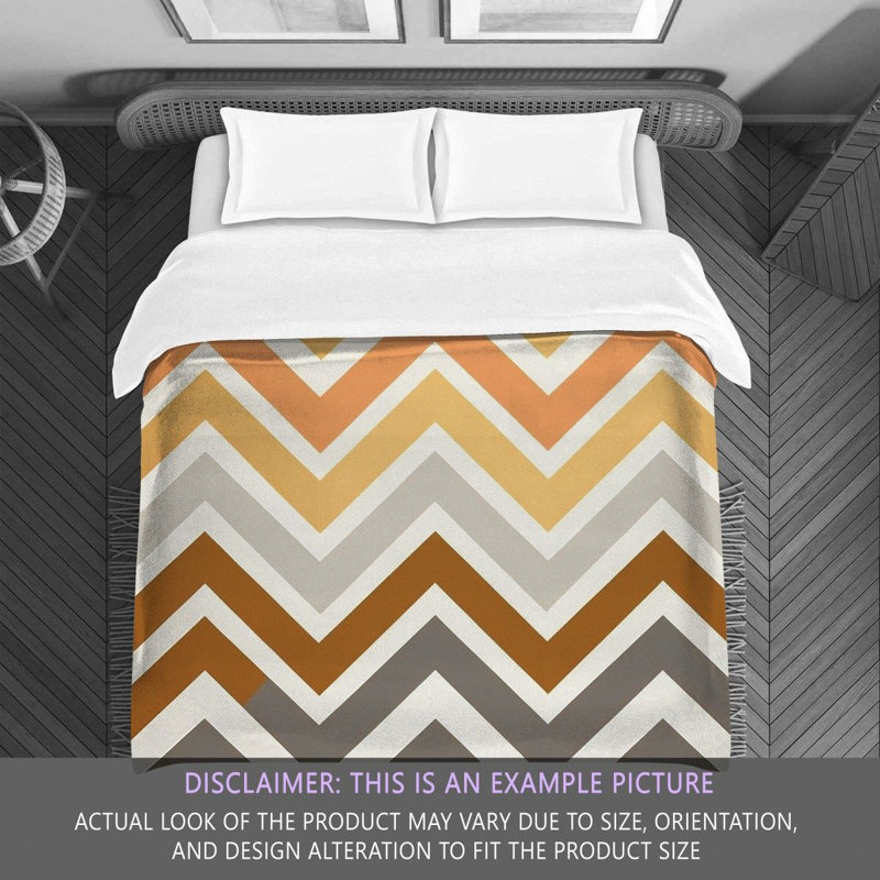 Checkered Comforter, Twin Extra Long Comforter, Gold/Orange Chevron
