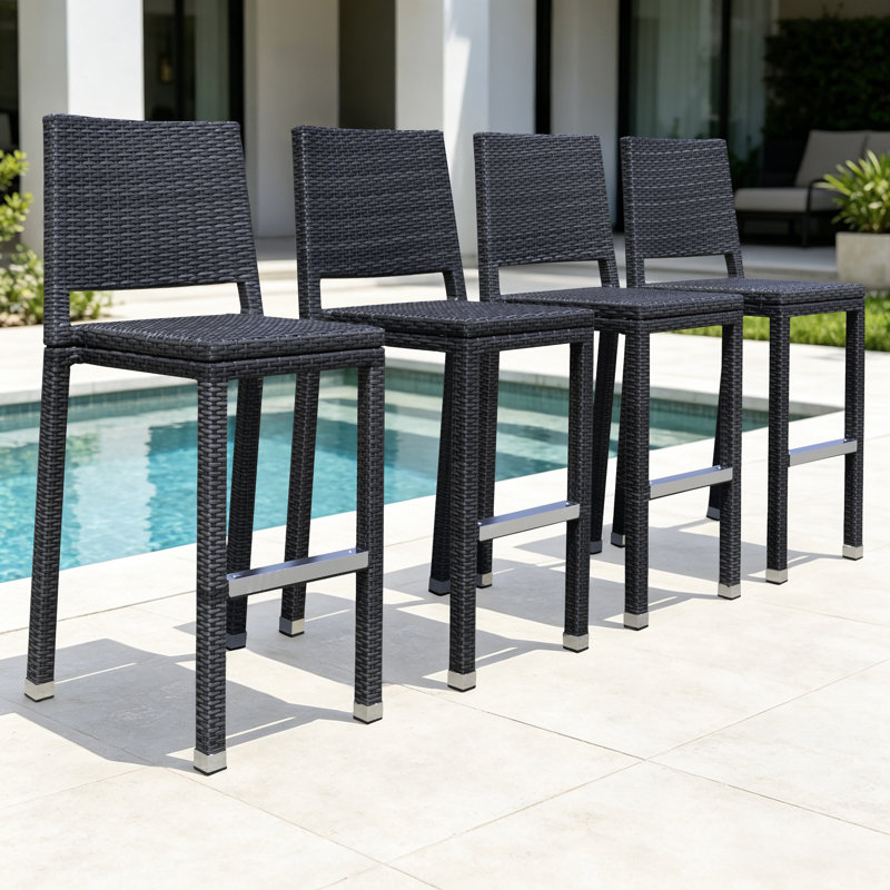 Tabouret de bar empilable en aluminium 30,3 po Popa, Gris foncé