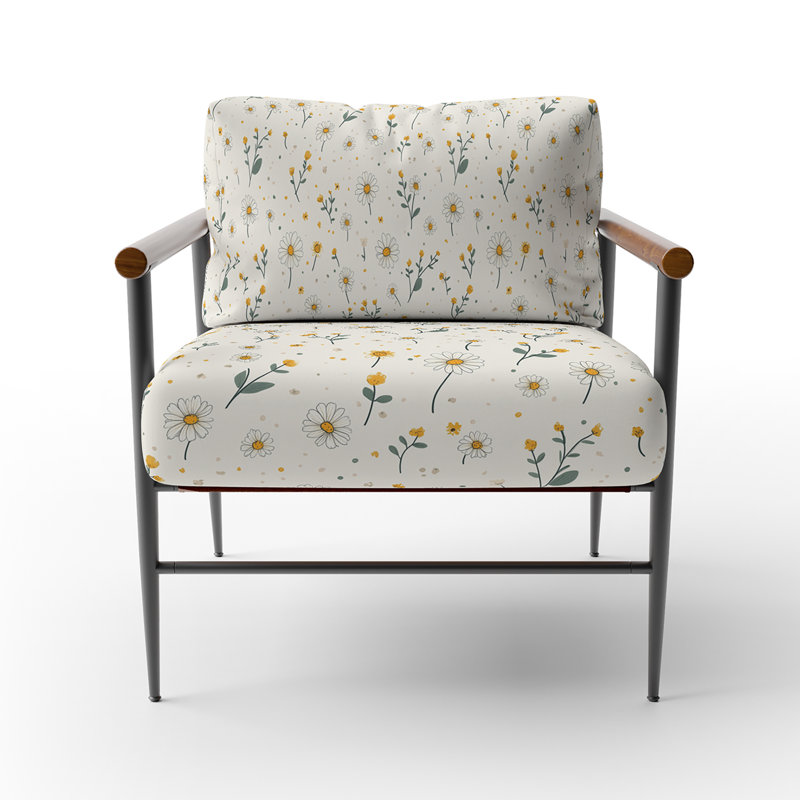 Chaise rembourrée Floral, Bras ronds bruns