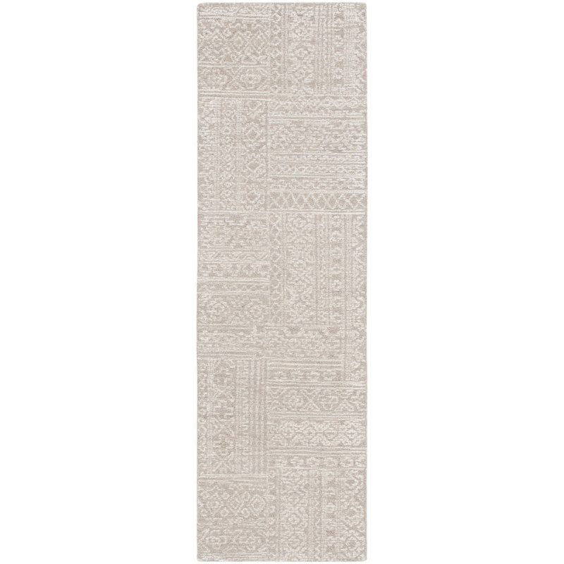 Jesher Tufted Wool Cotton Southwestern Rug in Ivory/Beige, Rectangle 4' x 6'