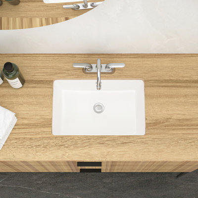Lavabo encastré de 45,7 x 30,5 cm avec trop-plein, en céramique blanche - Style classique moderne, résistant aux acides, idéal pour une rénovation moderne et élégante, antitaches - Salle de bain