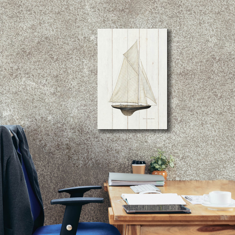 Art mural sur toile Breakwater Bay «Sailboat 1» par David Carter Brown, H 26 po x l 18 po x P 0,75 po
